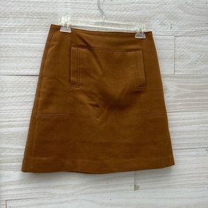 Ann Taylor Loft Camel Wool Skirt With Pockets Mini For Office